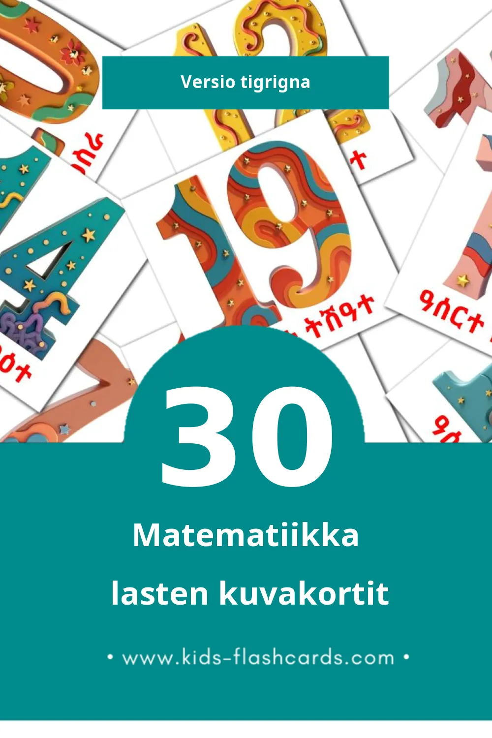 ሒሳብ lasten kuvakortit pikkulapsille (30 korttia Tigrignaksi)
