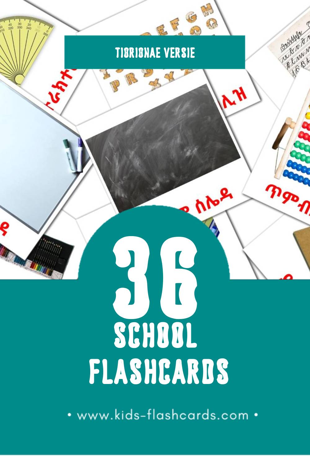 Visuele ቤት ትምህርቲ Flashcards voor Kleuters (36 kaarten in het Tigrigna)