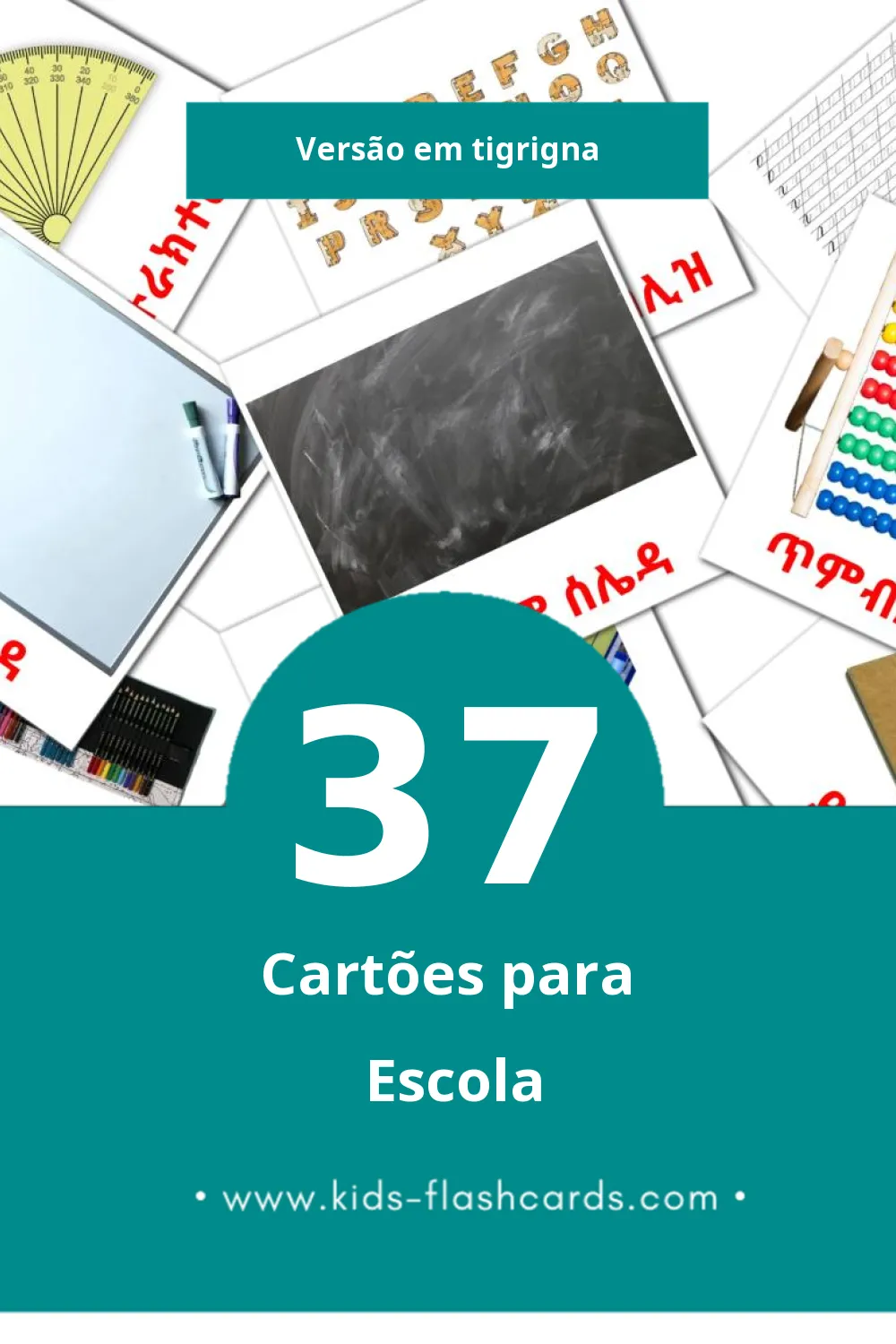 Flashcards de ቤት ትምህርቲ Visuais para Toddlers (37 cartões em Tigrigna)