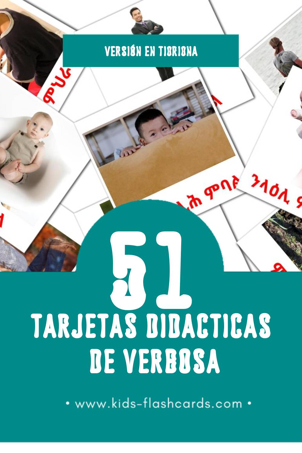Tarjetas visuales de ግሲ para niños pequeños (51 tarjetas en Tigrigna)