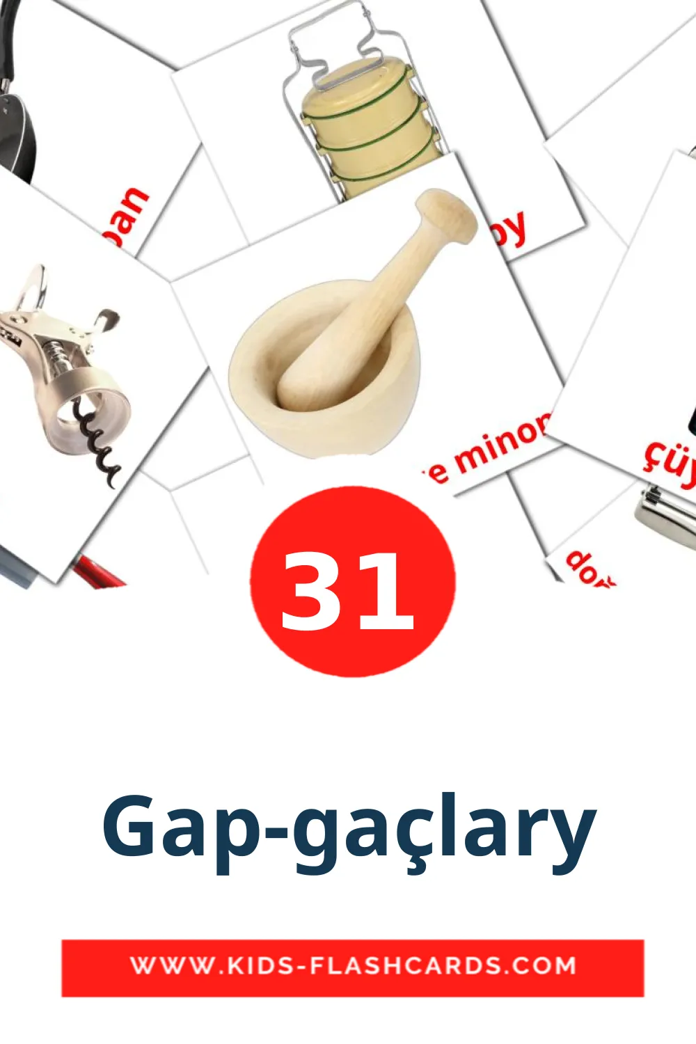 31 billedkort for børn med Gap-gaçlary til børnehaveklassen på turkmenske