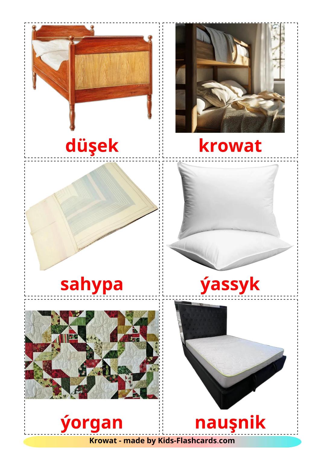 Letto - 15 flashcards turkmen stampabili gratuitamente