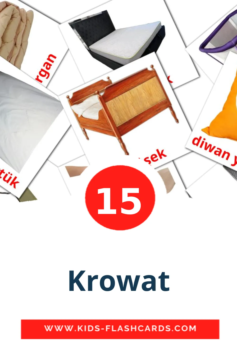 15 carte illustrate di Krowat per la scuola materna in turkmen