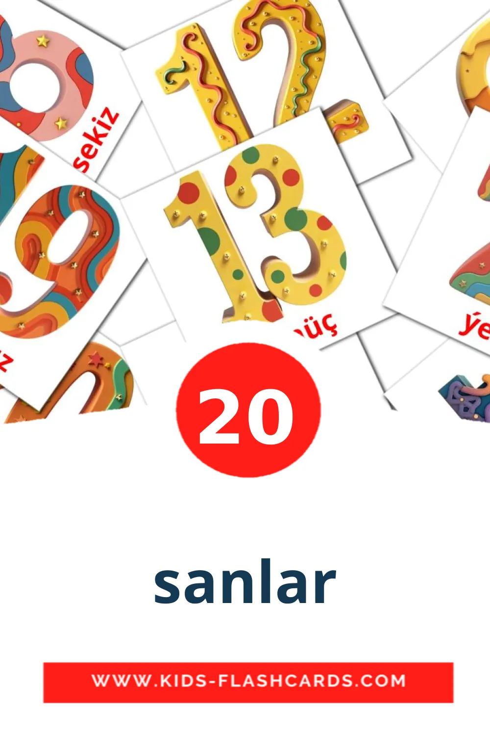 20 bildekort med sanlar for barnehagen på turkmen