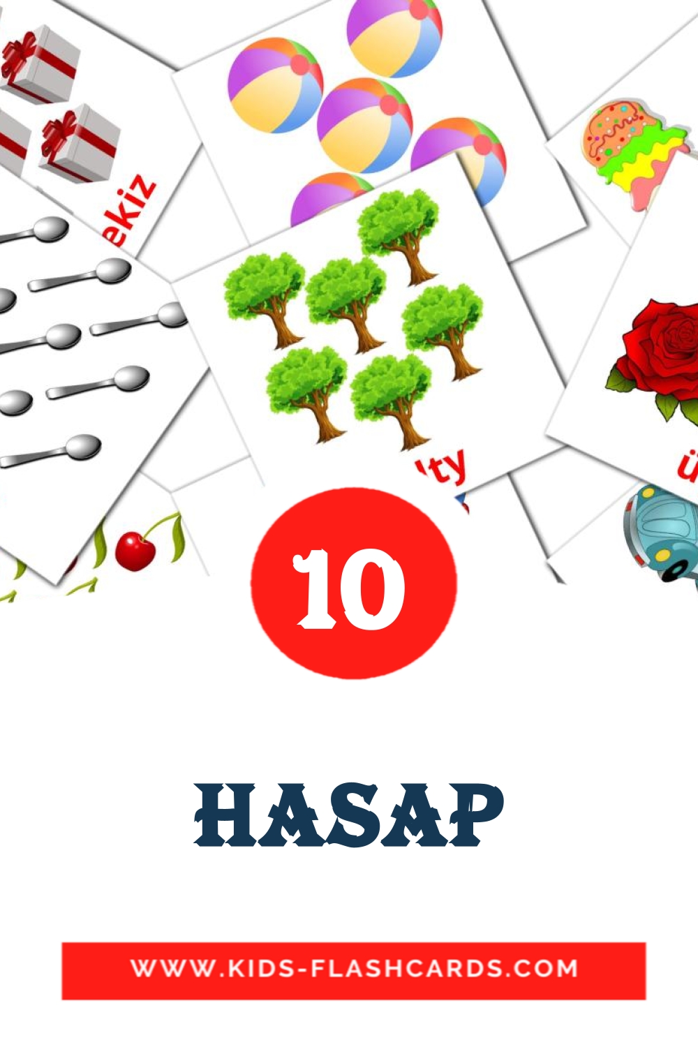 10 tarjetas didacticas de Hasap para el jardín de infancia en turcomano