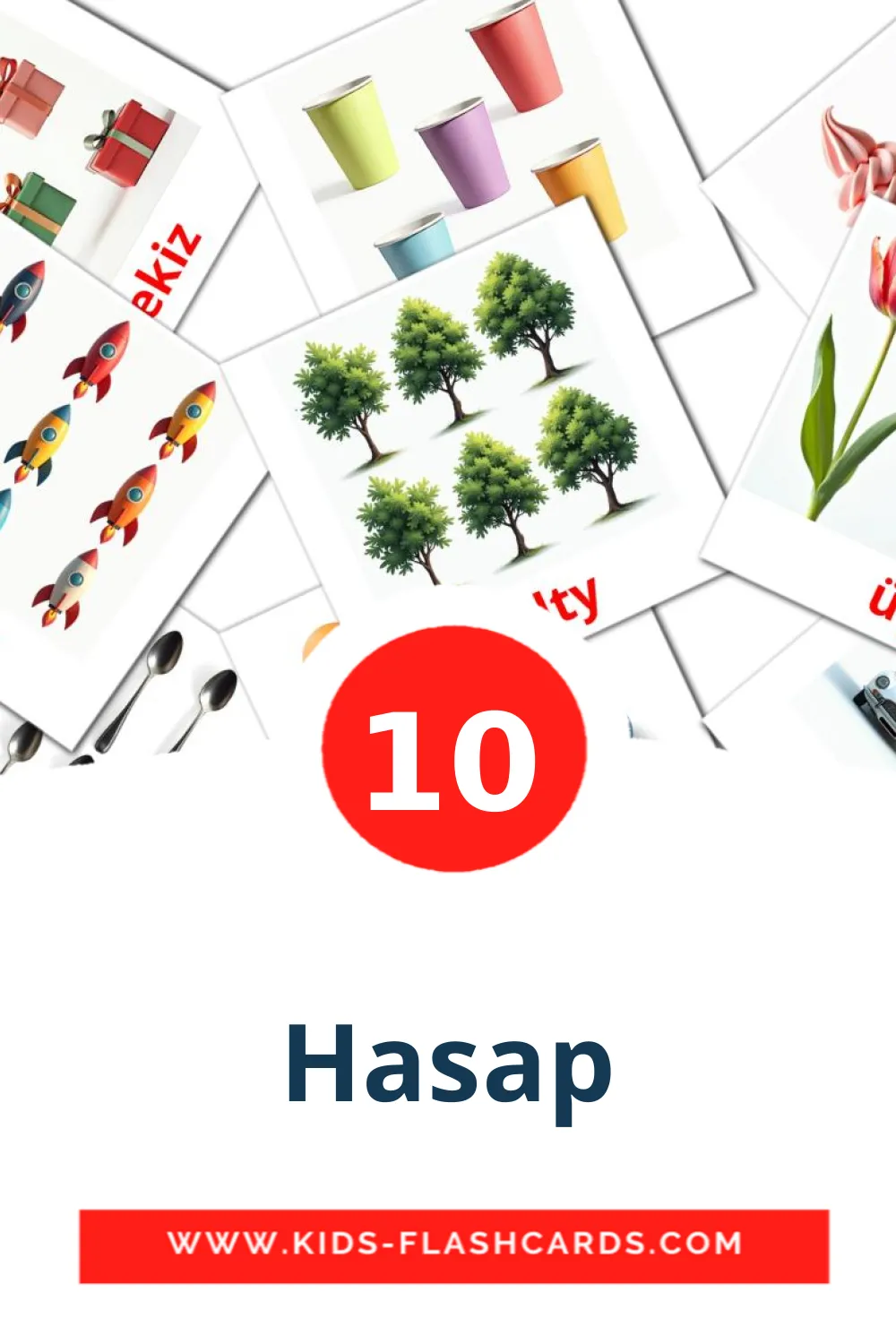 10 cartes illustrées de Hasap pour la maternelle en turkmène