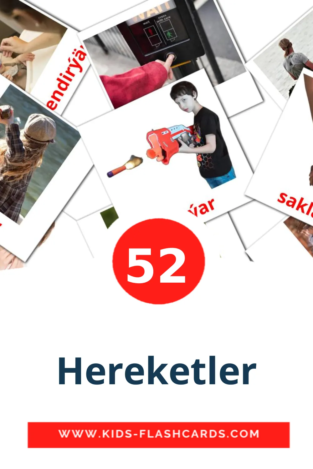 52 Hereketler Picture Cards for Kindergarden in turkmen