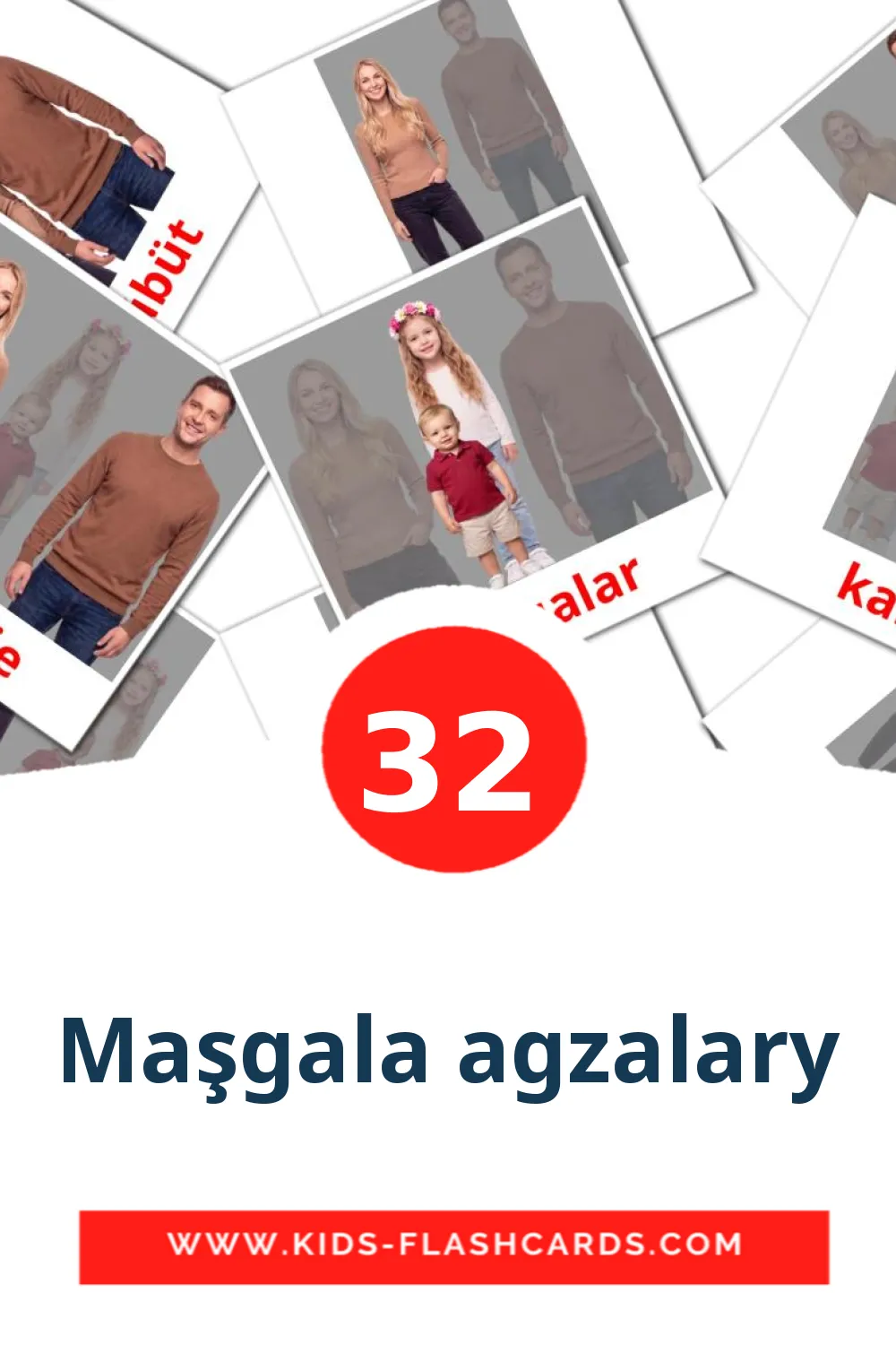 32 Maşgala agzalary lasten kuvakortti päiväkodille turkmeniksi