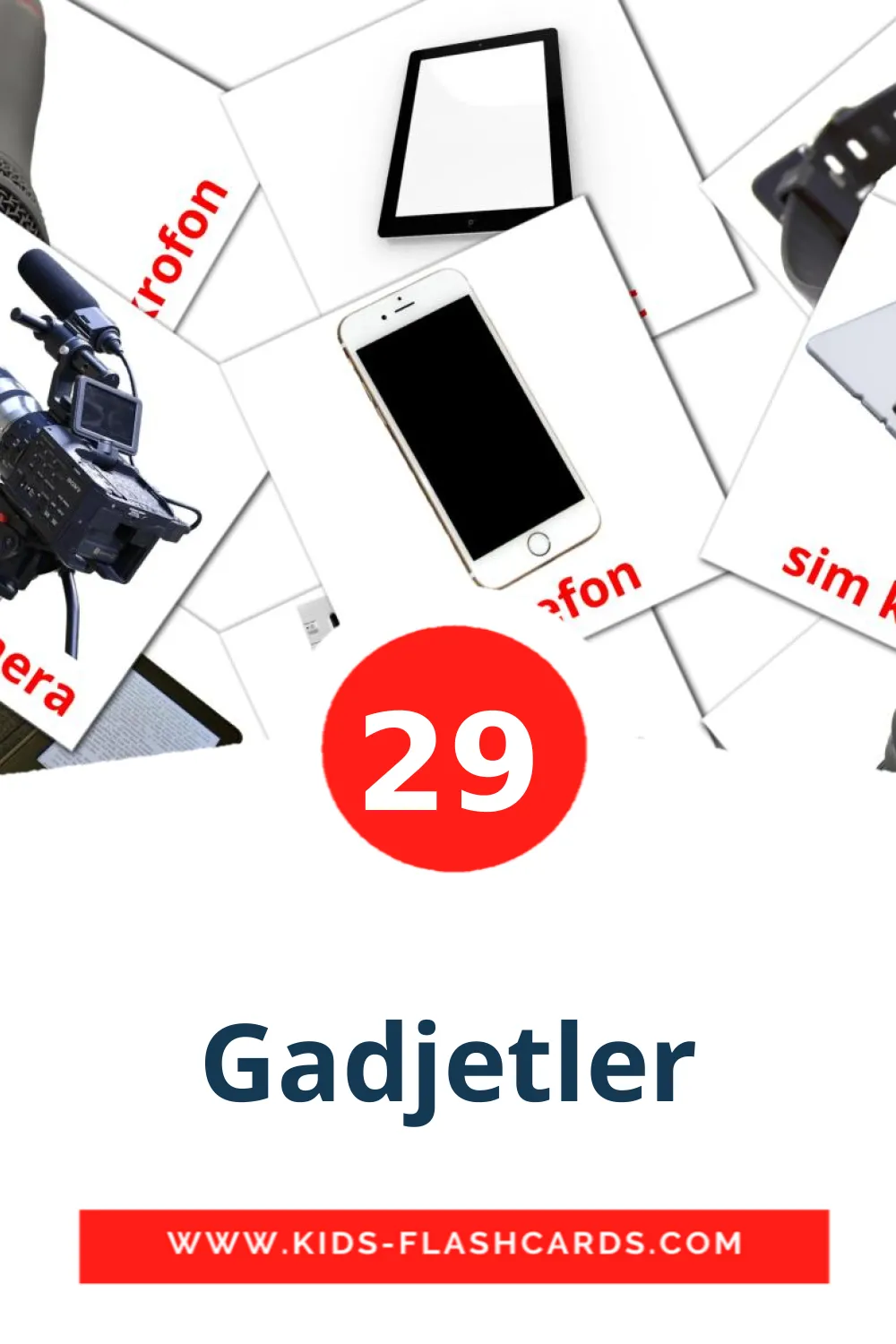 29 Gadjetler Bildkarten für den Kindergarten auf Turkmenisch