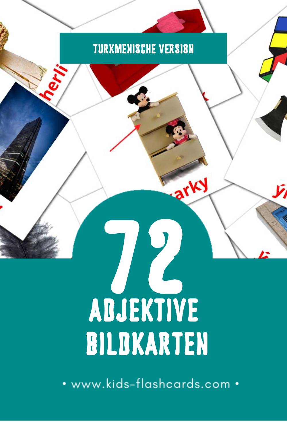 Visual Sypatlar Flashcards für Kleinkinder (72 Karten in Turkmenisch)