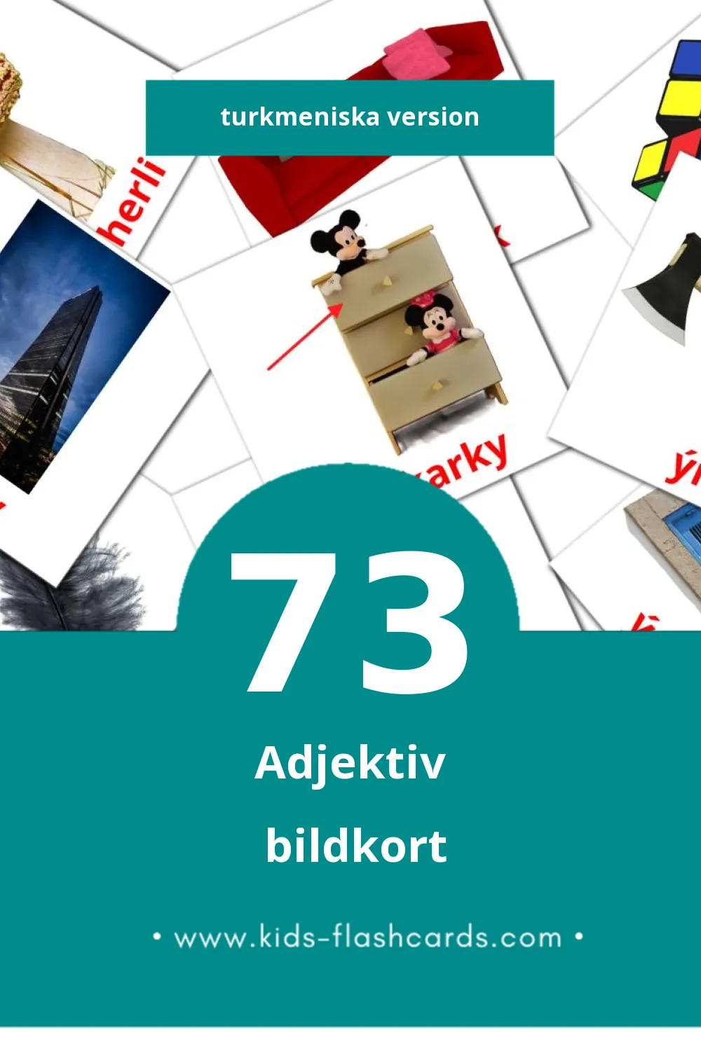 Visuella Sypatlar för småbarn (73 bildkort för barn på Turkmeniska)