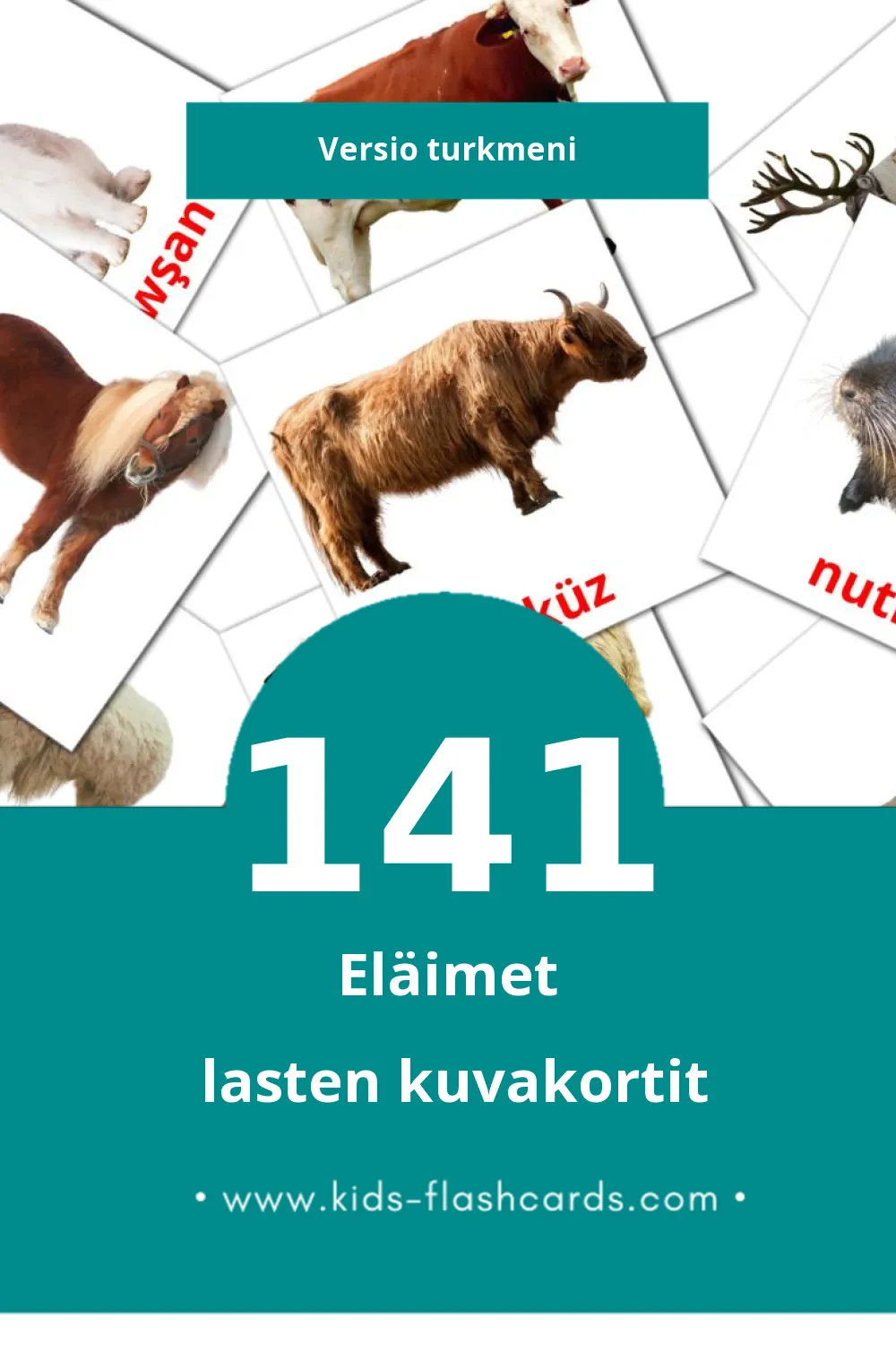 Haýwanlar lasten kuvakortit pikkulapsille (141 korttia Turkmeniksi)