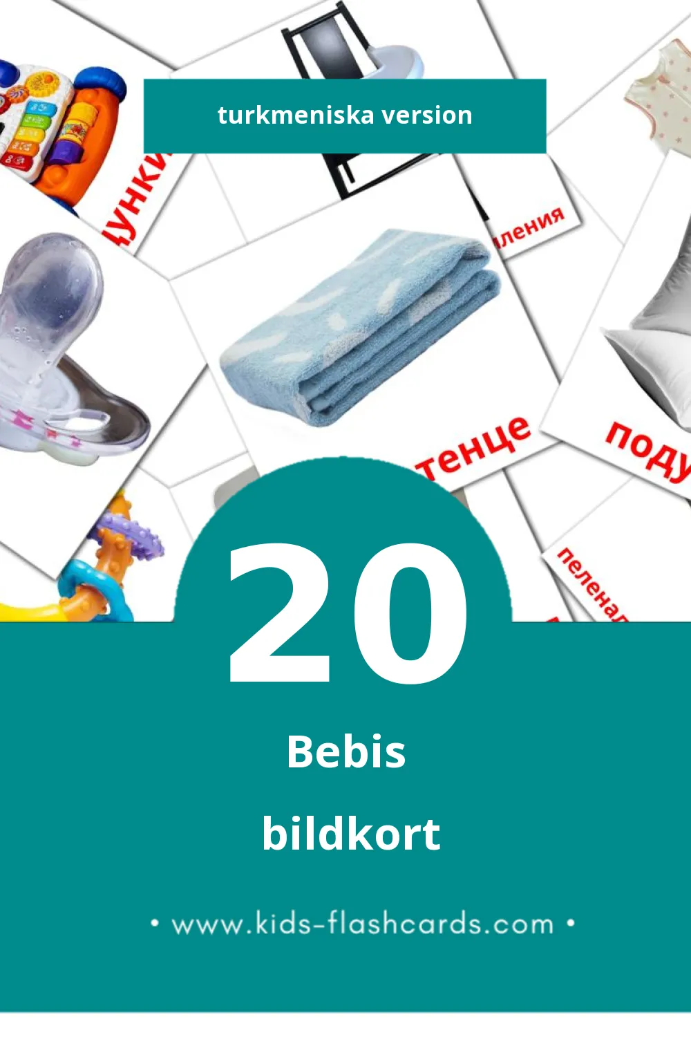 Visuella Çaga för småbarn (20 bildkort för barn på Turkmeniska)