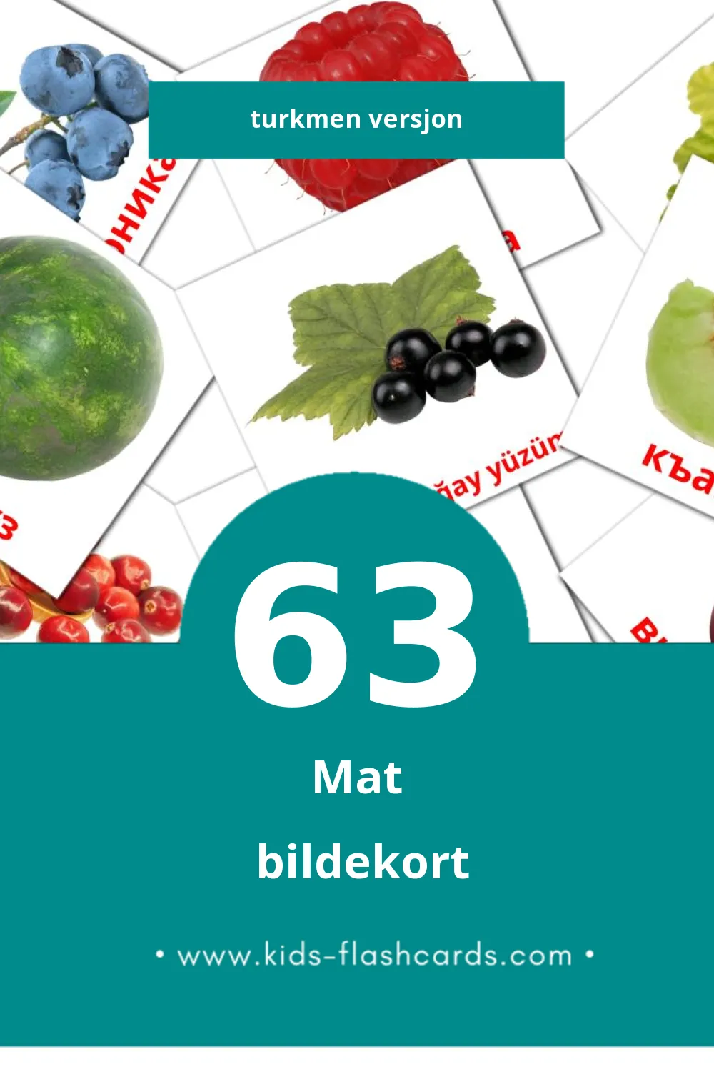 Visuelle Lýmit bildekort for småbarn (63 kort på Turkmen)