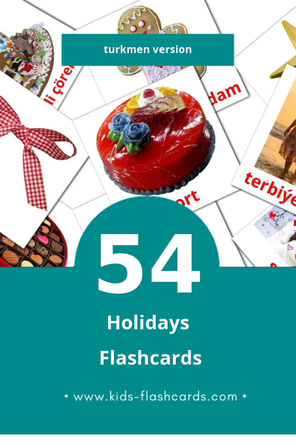 Visual Baýramçylyklar Flashcards for Toddlers (54 cards in Turkmen)