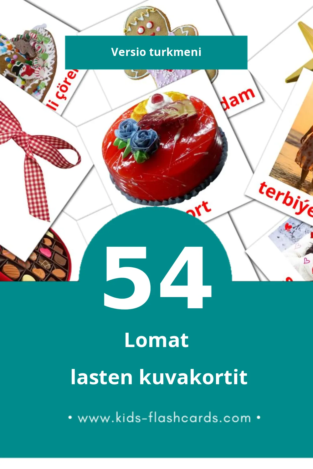 Baýramçylyklar lasten kuvakortit pikkulapsille (54 korttia Turkmeniksi)