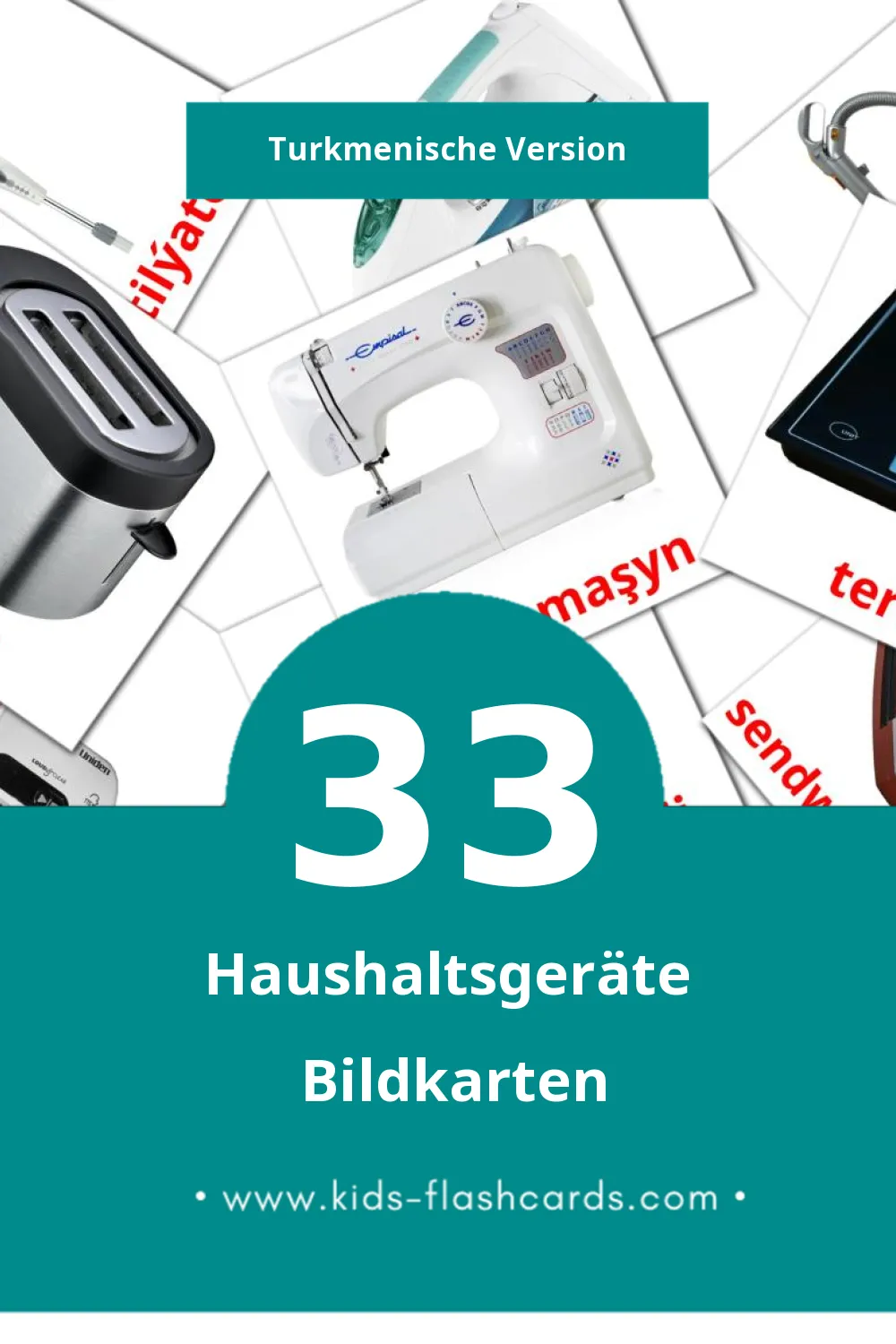 Visual Elektronika Flashcards für Kleinkinder (33 Karten in Turkmenisch)