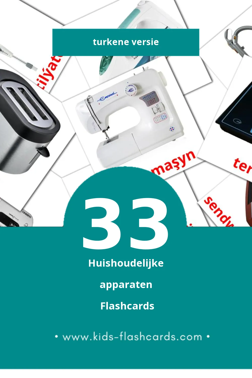 Visuele Elektronika Flashcards voor Kleuters (33 kaarten in het Turken)