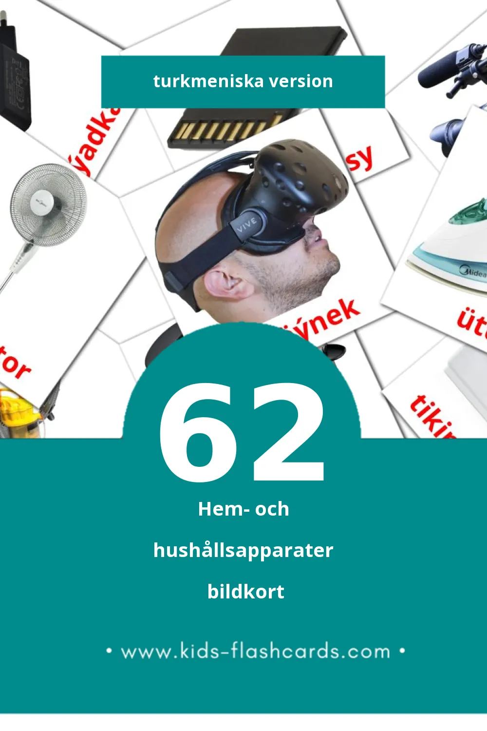 Visuella Elektronika för småbarn (62 bildkort för barn på Turkmeniska)