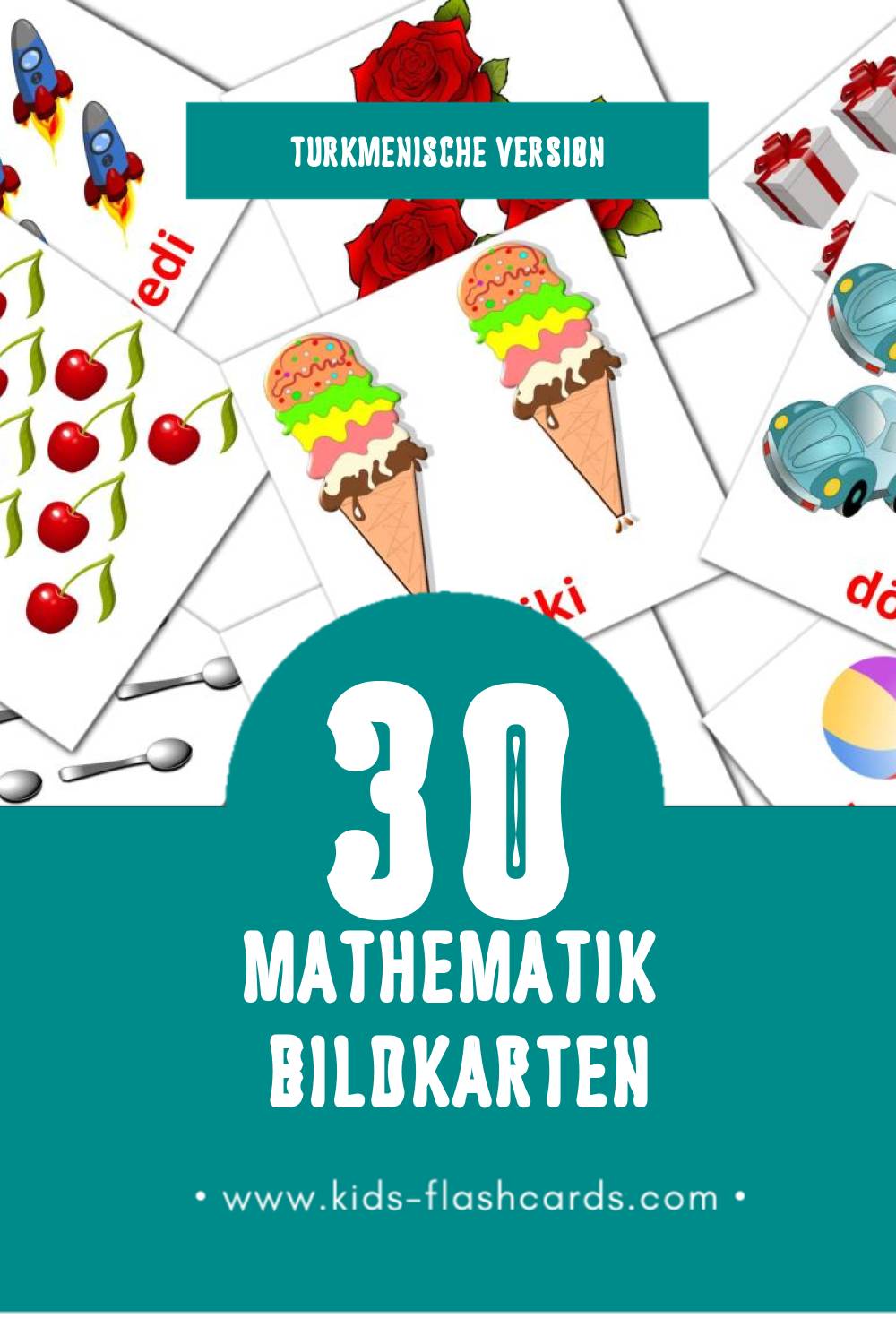 Visual Matematika Flashcards für Kleinkinder (10 Karten in Turkmenisch)