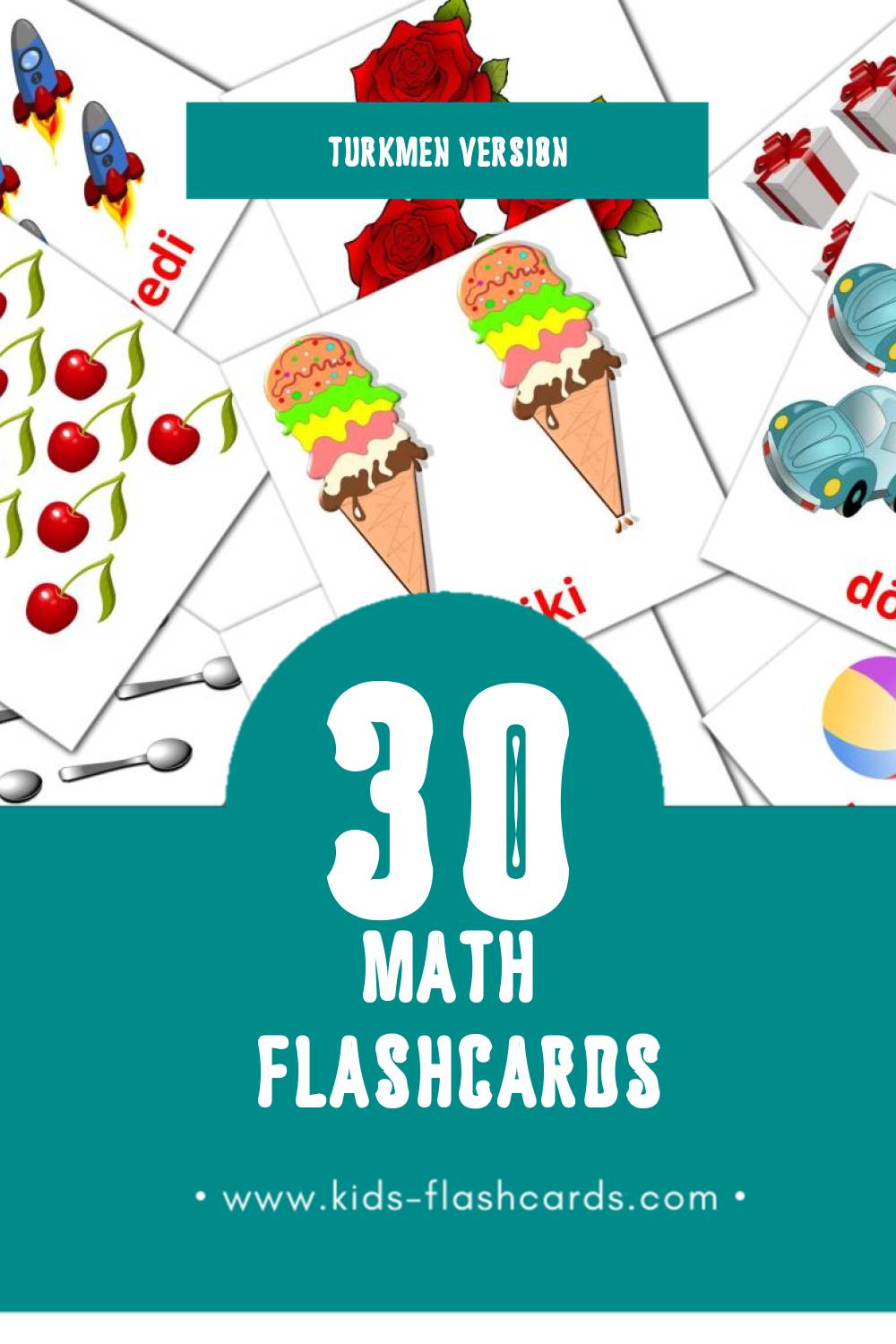 Visual Matematika Flashcards for Toddlers (10 cards in Turkmen)