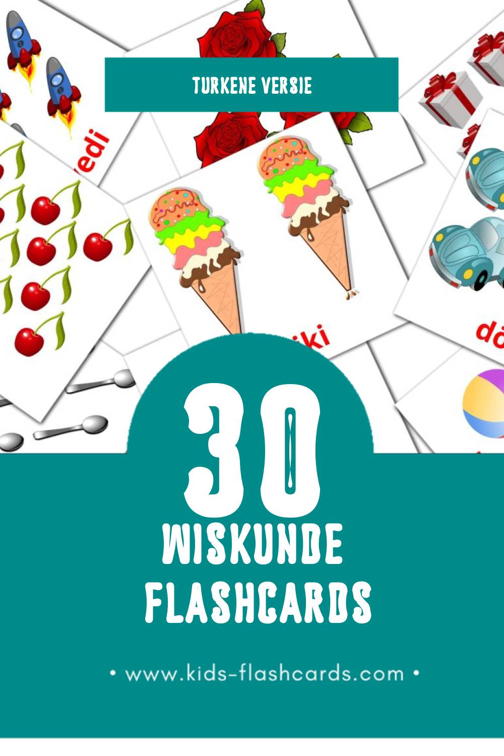 Visuele Matematika Flashcards voor Kleuters (10 kaarten in het Turken)