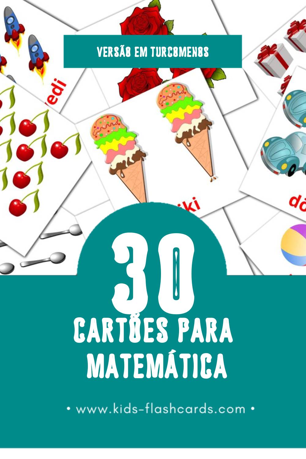 Flashcards de Matematika Visuais para Toddlers (10 cartões em Turcomenos)