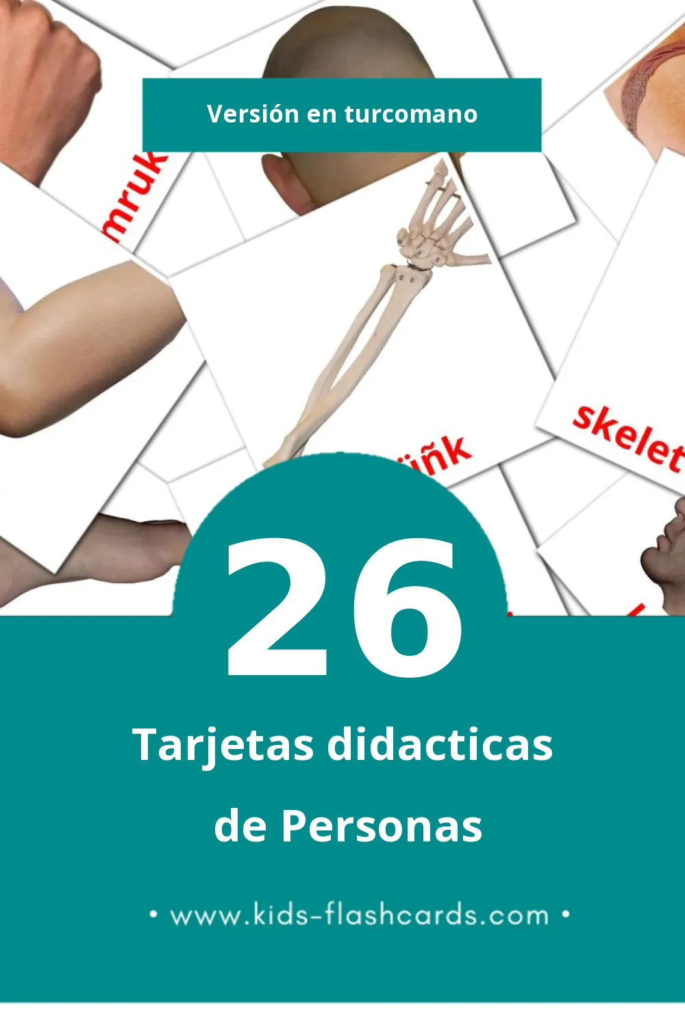 Tarjetas visuales de Adamlar para niños pequeños (46 tarjetas en Turcomano)