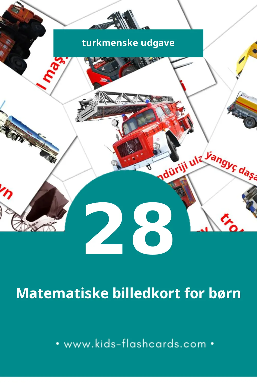 Visuelle billedkort for børn om ulag til småbørn (28 kort på Turkmenske)