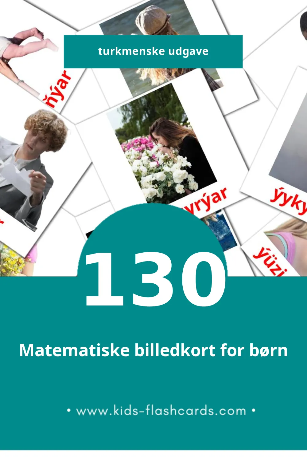 Visuelle billedkort for børn om  Işlikler til småbørn (130 kort på Turkmenske)