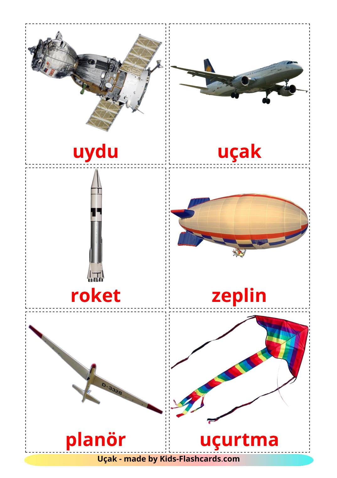 Aircraft - 14 Free Printable turkish Flashcards 
