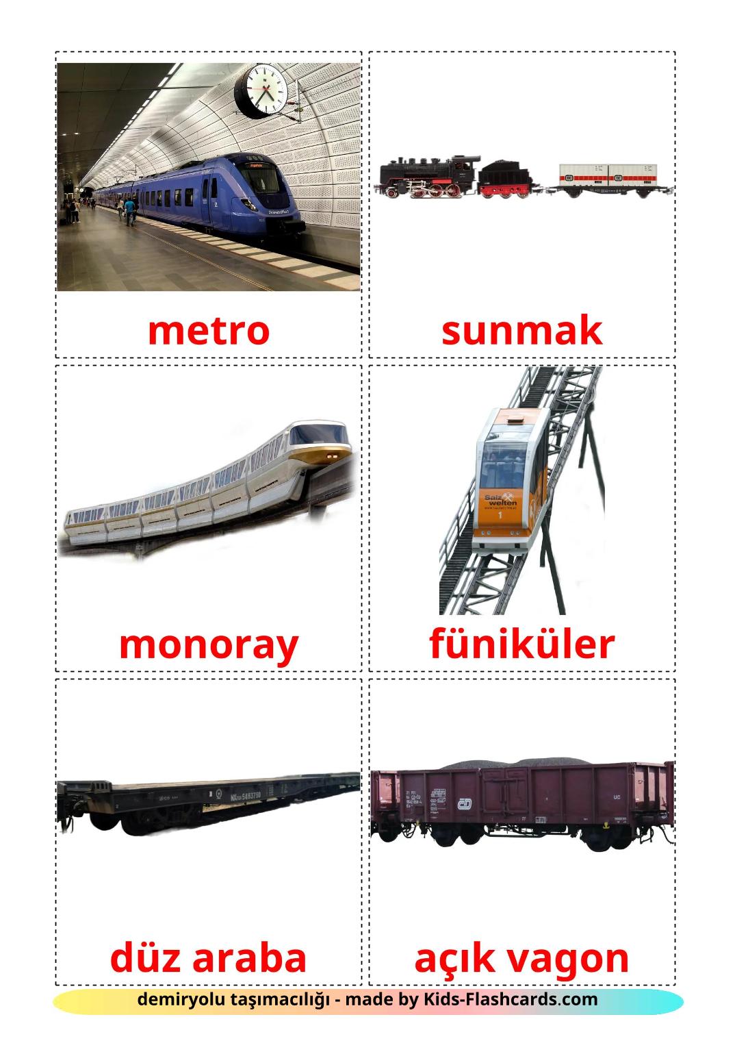 Rail transport - 19 Free Printable turkish Flashcards 