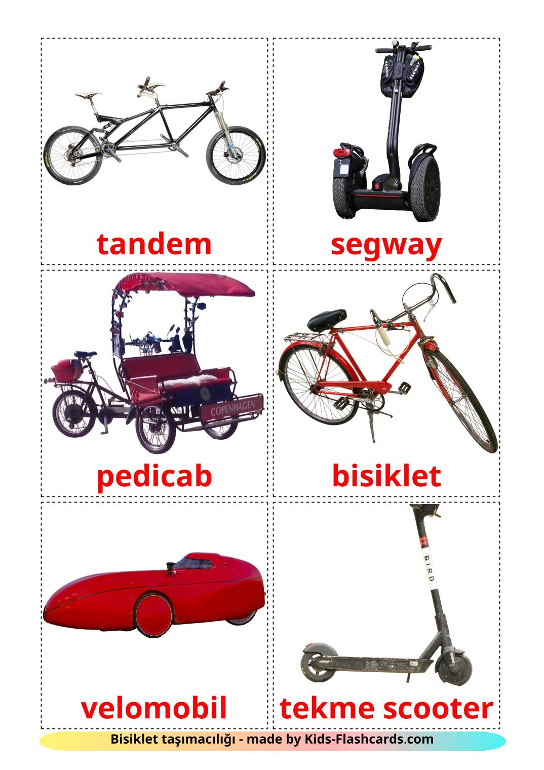 Bicycle transport - 16 Free Printable turkish Flashcards 