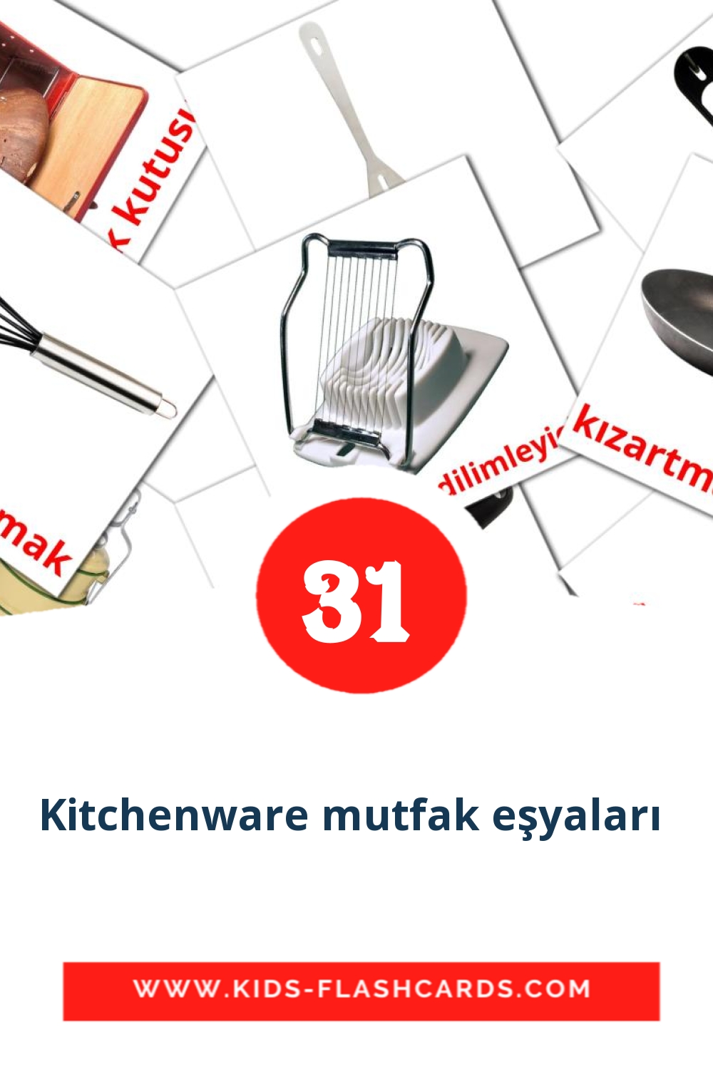 35 Kitchenware mutfak eşyaları  Picture Cards for Kindergarden in turkish