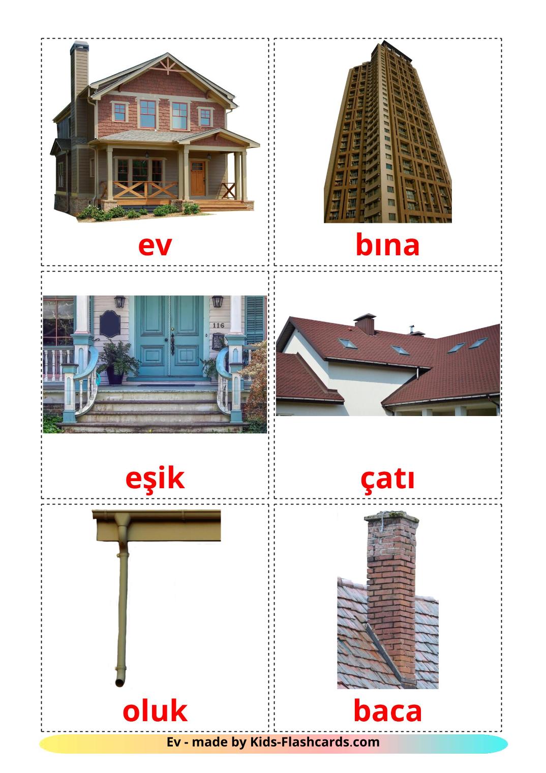 House - 25 Free Printable turkish Flashcards 