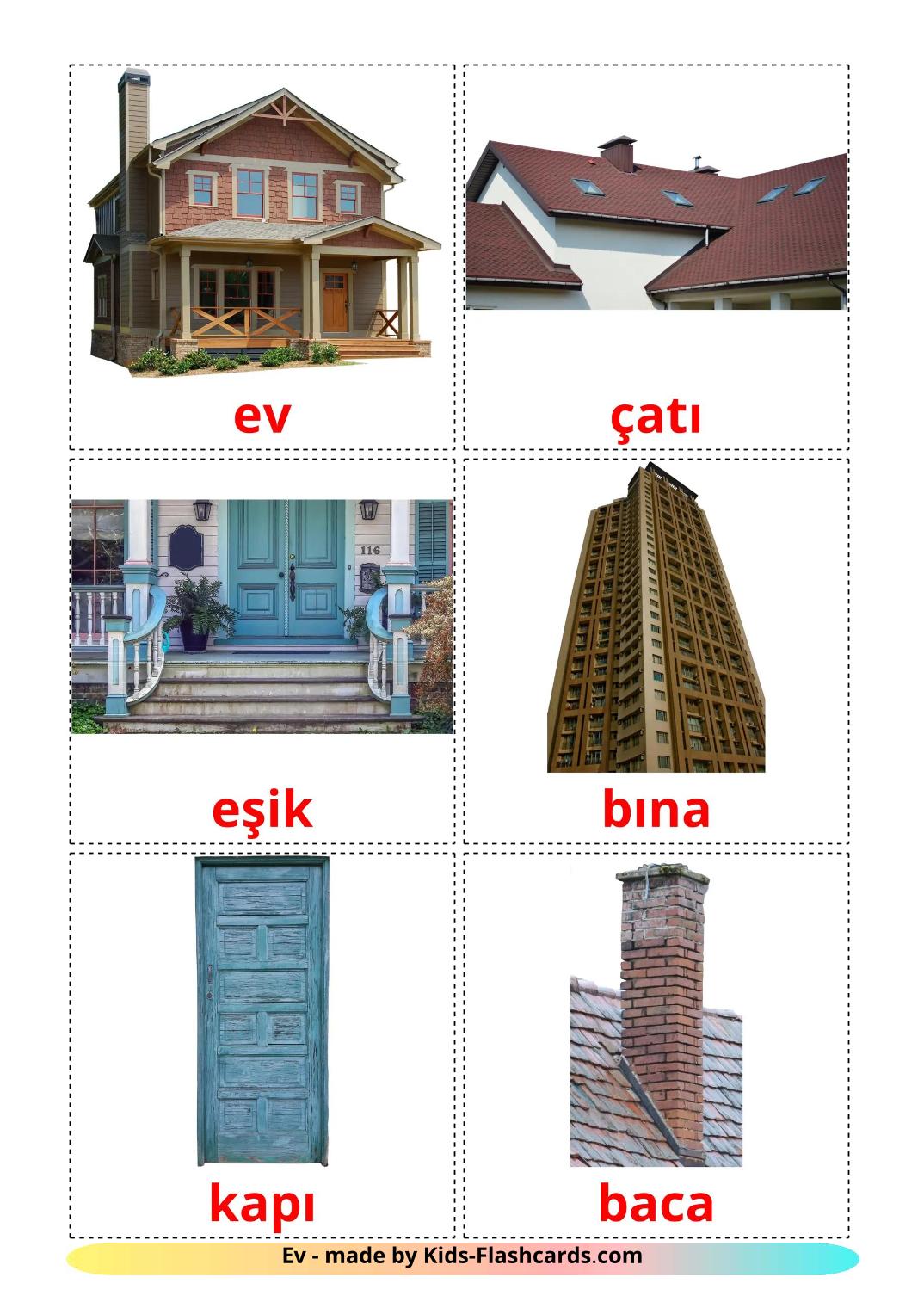 House - 25 Free Printable turkish Flashcards 