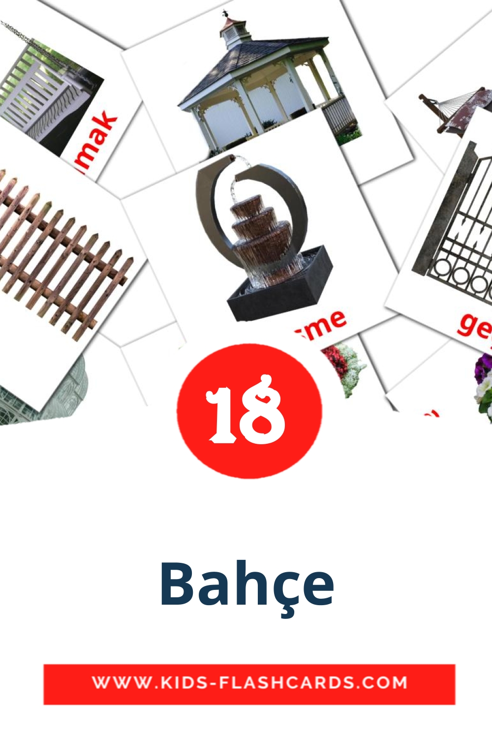 18 cartes illustrées de Bahçe pour la maternelle en turc