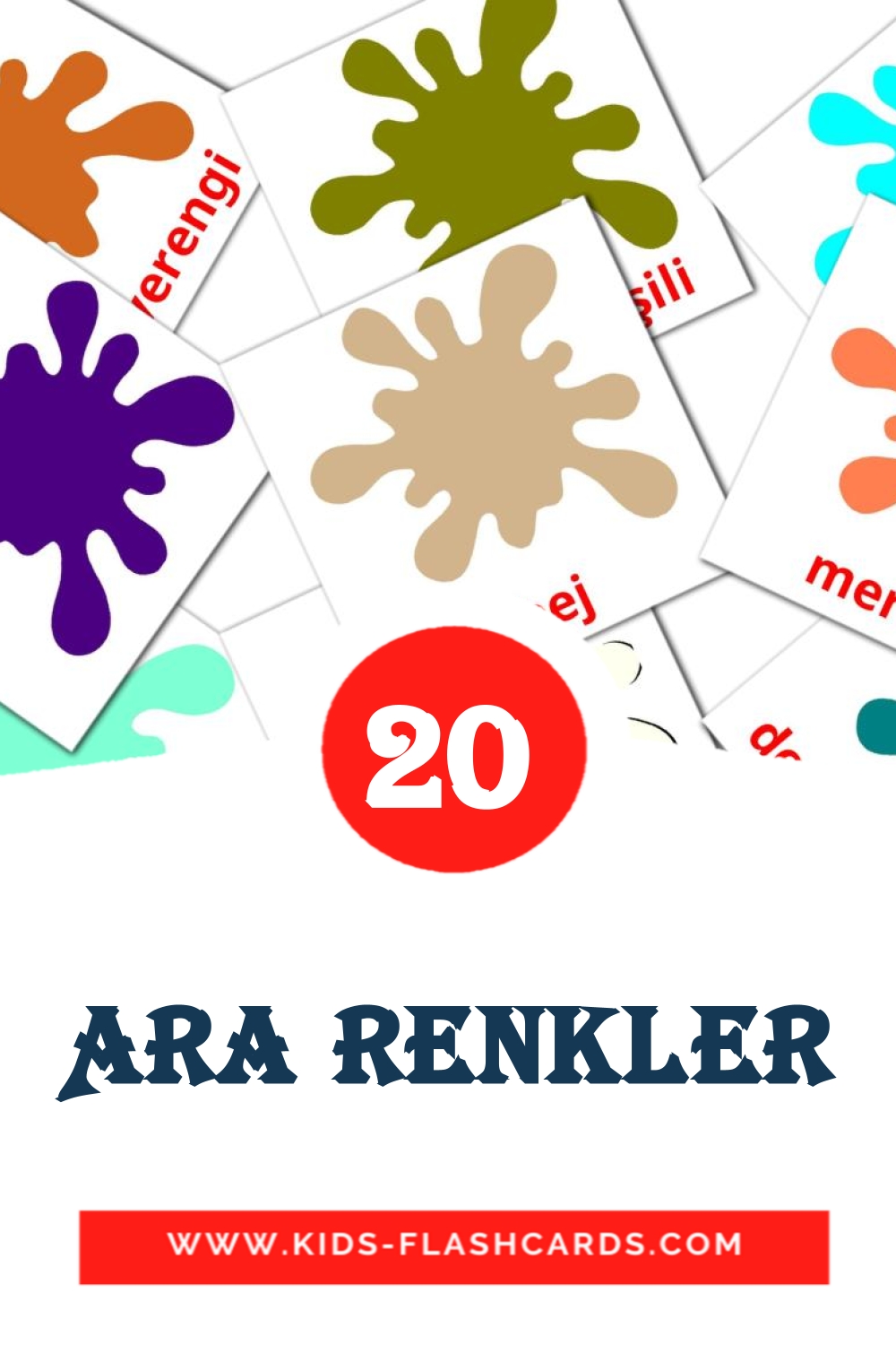 Ara Renkler на турецком для Детского Сада (20 карточек)