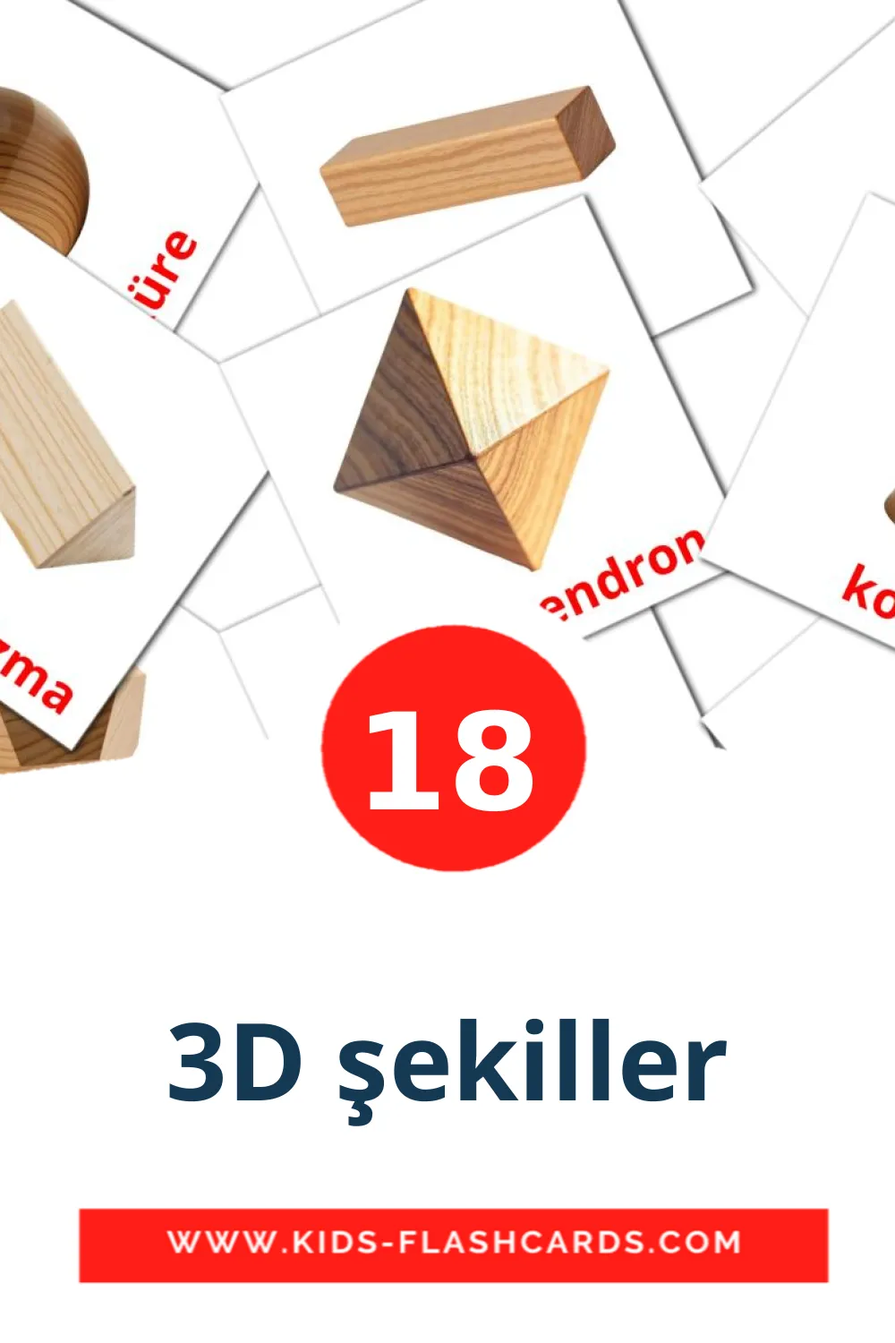 3D şekiller на турецком для Детского Сада (18 карточек)