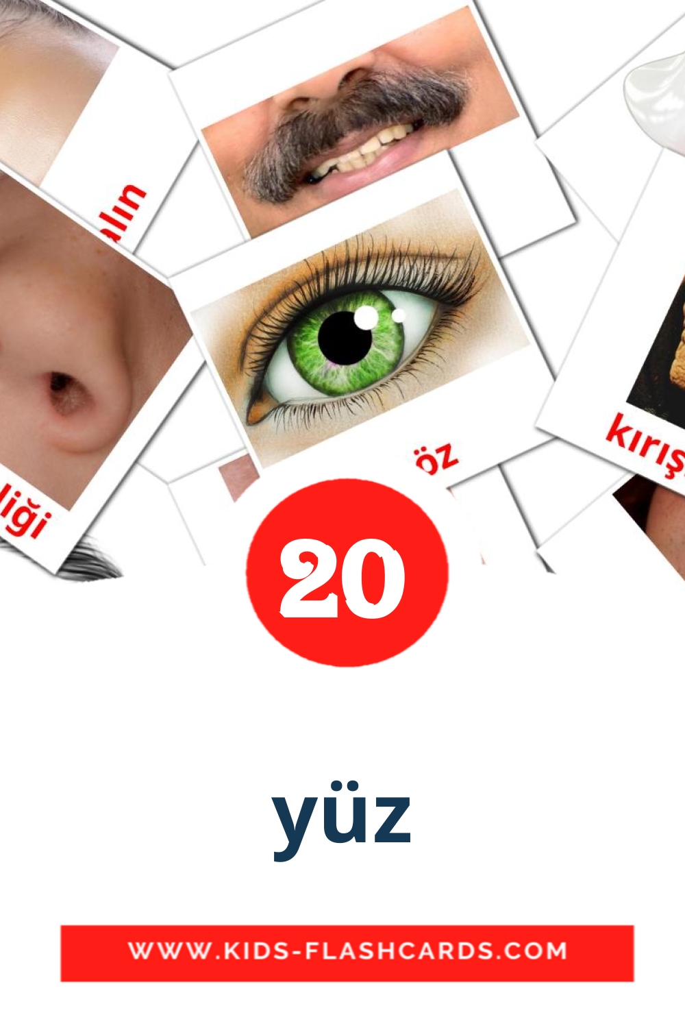 yüz на турецком для Детского Сада (20 карточек)