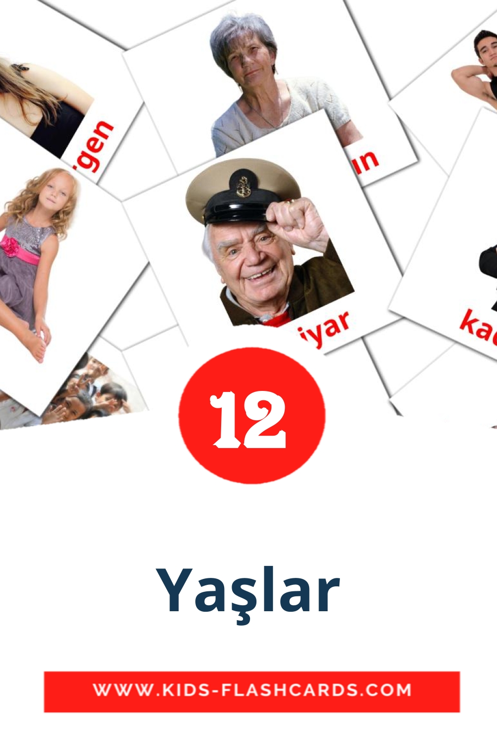 Yaşlar на турецком для Детского Сада (12 карточек)