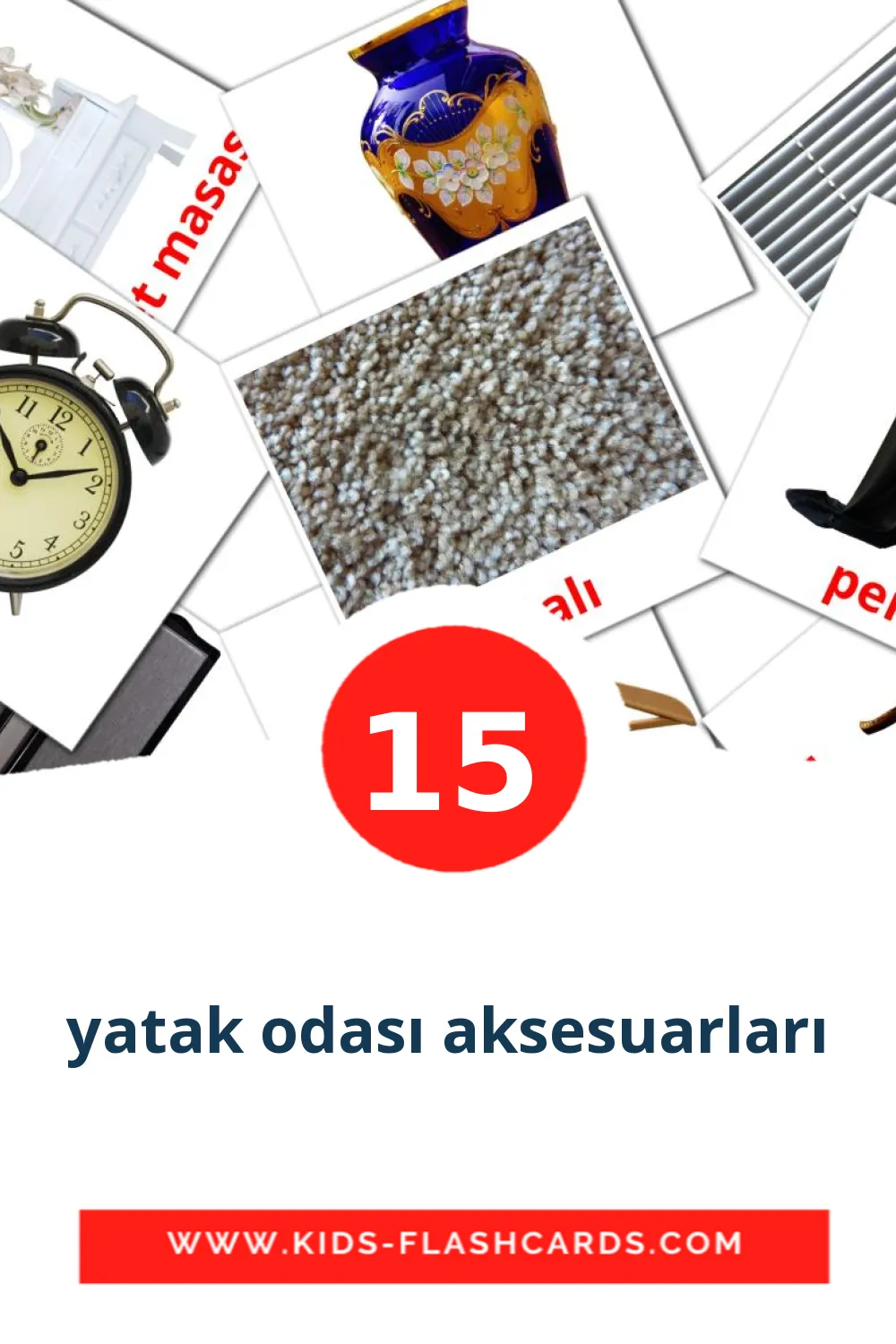 15 tarjetas didacticas de yatak odası aksesuarları para el jardín de infancia en turco