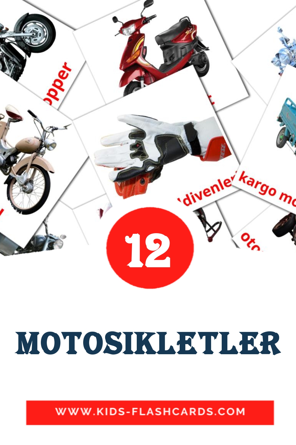 14 motosikletler Picture Cards for Kindergarden in turkish