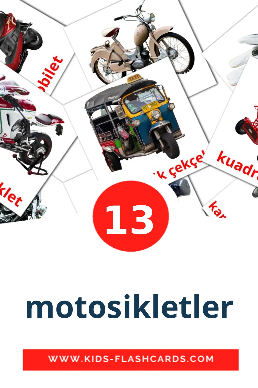 13 motosikletler Picture Cards for Kindergarden in turkish