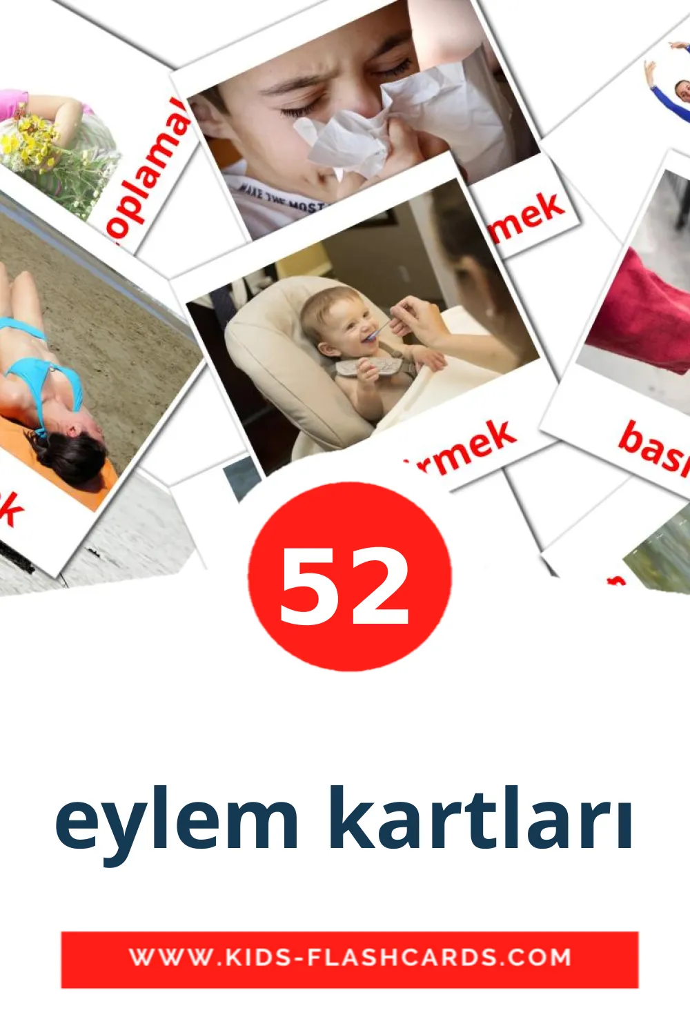 52 eylem kartları Picture Cards for Kindergarden in turkish