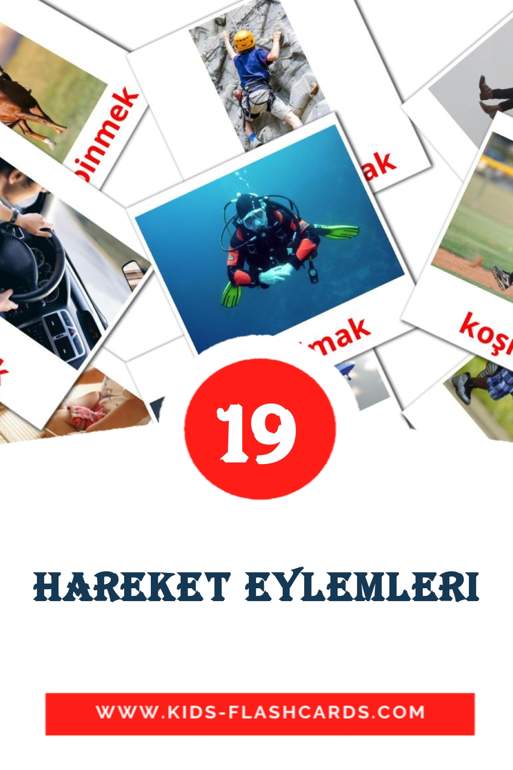 22 cartes illustrées de hareket eylemleri pour la maternelle en turc