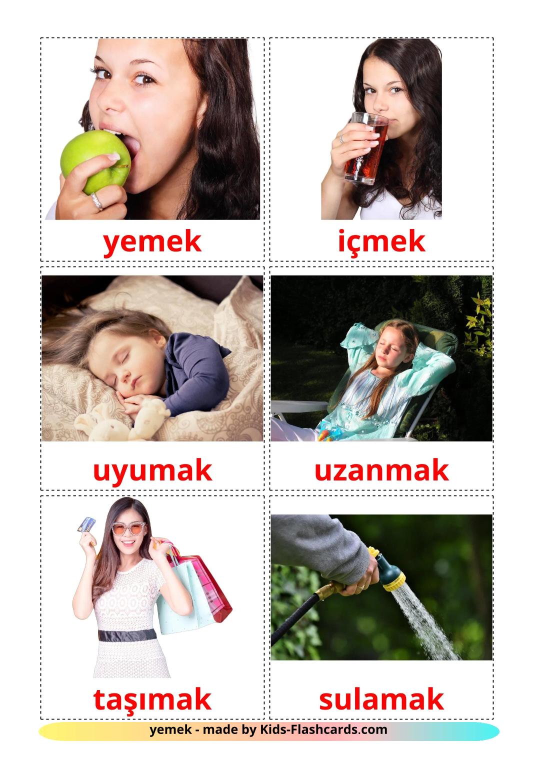 Routine verbs - 34 Free Printable turkish Flashcards 