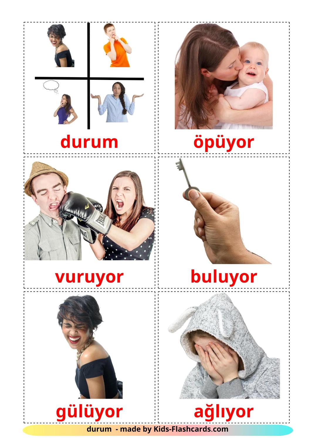 State verbs - 24 Free Printable turkish Flashcards 