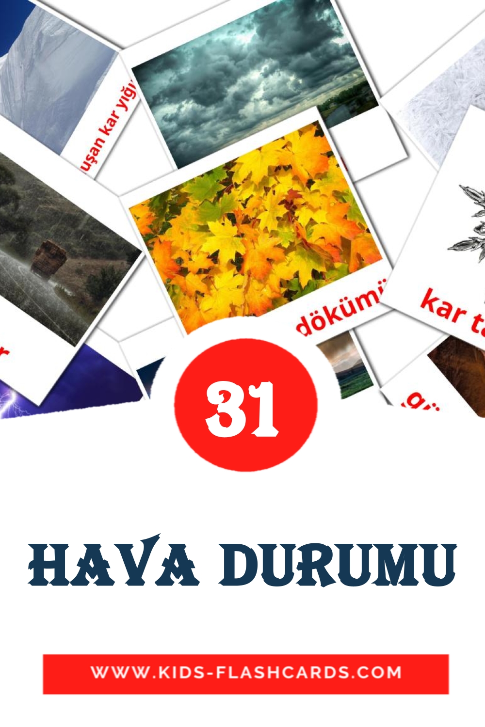 31 Hava Durumu Picture Cards for Kindergarden in turkish