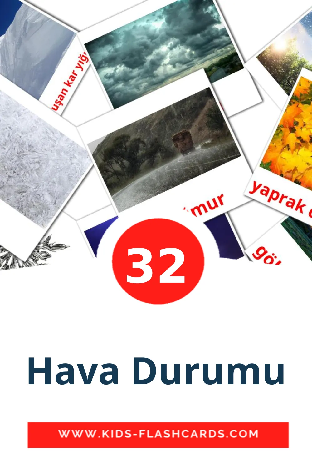 32 Hava Durumu Picture Cards for Kindergarden in turkish